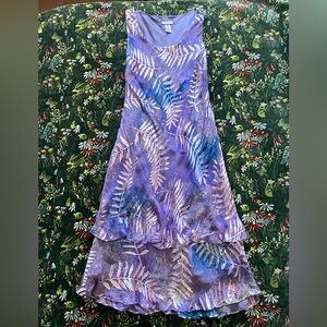 Simply Silk Fairy Sheer Layered Sleeveless Lavender Maxi Dress Size XL